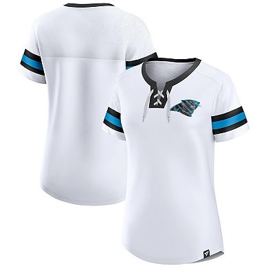 Women's Fanatics White Carolina Panthers Sunday Best Lace-Up T-Shirt