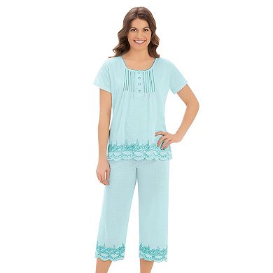 Collections Etc Embroidered Border Pajama Set