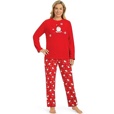 Collections Etc Christmas Soft Fleece Santa Claus 2-piece Pajama Set