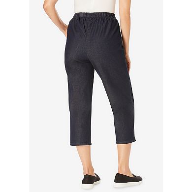 Woman Within Women's Plus Size Petite Capri Fineline Jean