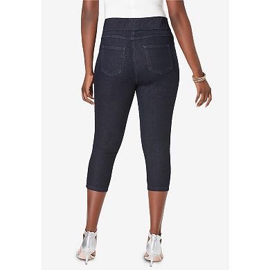 Jessica London Women's Plus Size Comfort Waist Stretch Denim Capris