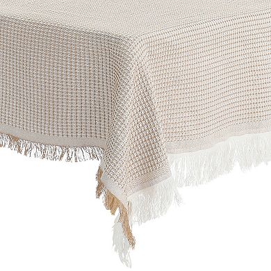 Picnic Dinner Cotton Linen Tassels Oil-proof Table Cover 1 Pc 51" X 71"