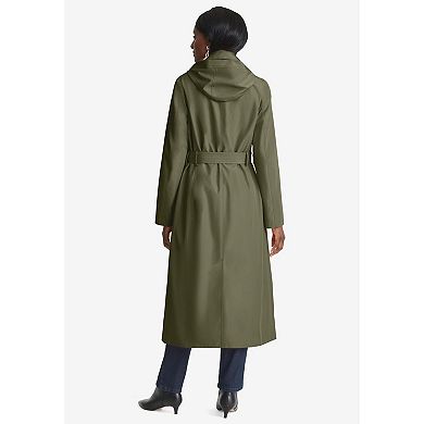 Jessica London Women's Plus Size Double Breasted Long Trench Raincoat