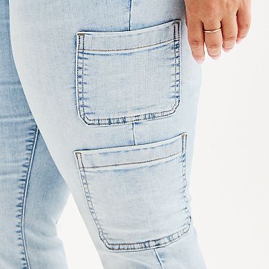 Juniors' Plus Size SO® Low-Rise Cargo Flare Leg Jeans