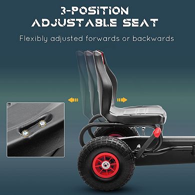 Aosom Pedal Go Kart W/ Adjustable Seat, Pedal Car W/ Rubber Wheels