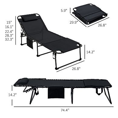 Outsunny Folding Chaise Lounge, Padded Reclining Tanning Chair