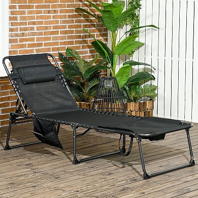 Outsunny Folding Chaise Lounge, Padded Reclining Tanning Chair