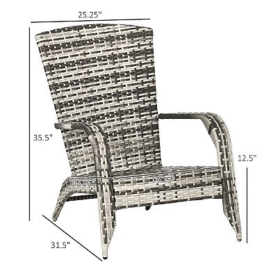 Pe Rattan Adirondack Patio Lounge Fire Pit Chair, Curved Backrest