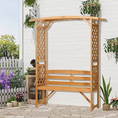 Outsunny Patio Garden Bench For 2 Person For Vines/climbing Plant, Brown