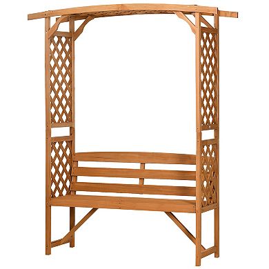 Outsunny Patio Garden Bench For 2 Person For Vines/climbing Plant, Brown