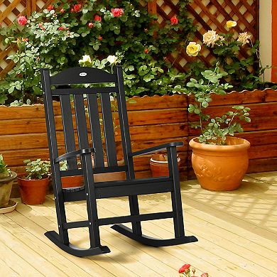 Outsunny Outdoor Rocking Chairs Hdpe Slatted Design, Porch Rocker