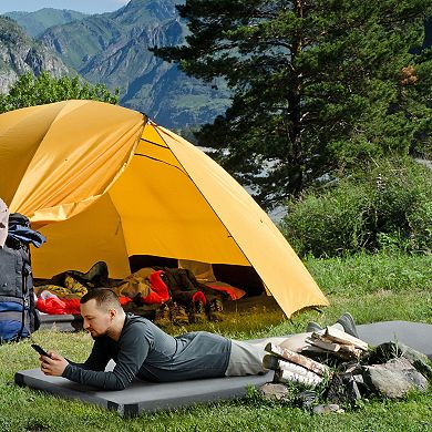 Sleeping Mat, 74.75" Memory Foam Sleeping Pad W/ Travel Bag For Camping, Gray