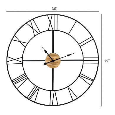 36" Large Wall Clock, Metal Retro Roman Numeral Clock For Living Room Decor