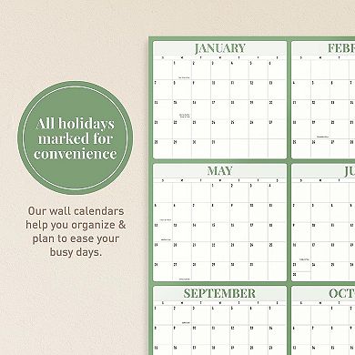 Rileys & Co 2024 Large Annual Erasable Wall Calendar, Jan 2024 - Dec 2024, 24 X 36 Inch (green)