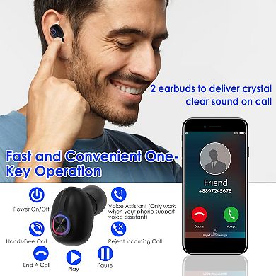 Black, Wireless 5.0 Tws In-ear Stereo Headset With Noise Canceling, Mic-equipped Earphone Headsets