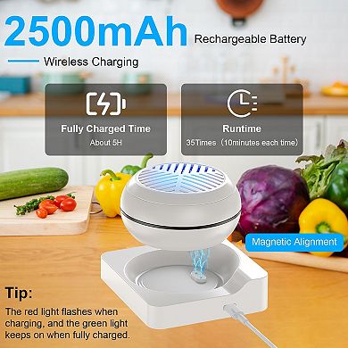 White, Portable Fruit Vegetable Washing Machine Ipx7 Waterproof Rechargeable Cleaner