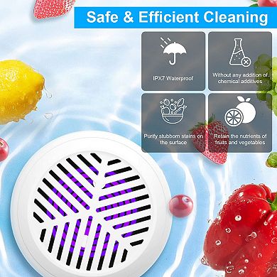 White, Portable Fruit Vegetable Washing Machine Ipx7 Waterproof Rechargeable Cleaner