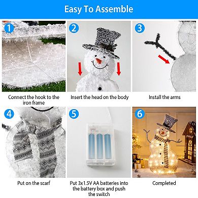 Snowman Decor Led Light, White, Collapsible Battery Operated, Create A Cozy Christmas Atmosphere