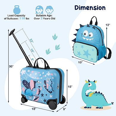 2 Pieces Kid Luggage Set With Spinner Wheels And Aluminum Handle