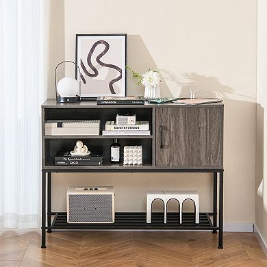 Buffet Sideboard Coffee Bar Cabinet with Power Outlets and USB Ports
