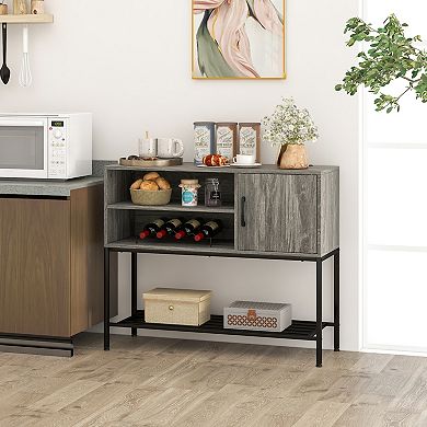 Buffet Sideboard Coffee Bar Cabinet with Power Outlets and USB Ports
