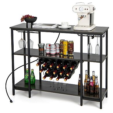 Industrial Wine Rack Wine Bar Cabinet With Storage Shelves