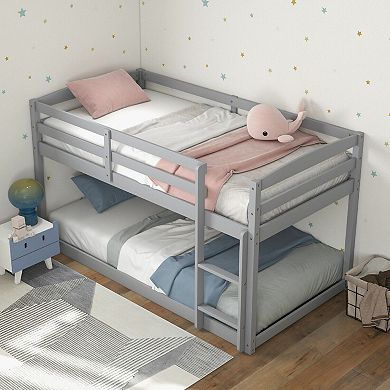 Twin Size Bunk Bed With High Guardrails And Integrated Ladder