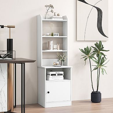 Bedside Tables Tall Nightstands With 5 Open Shelf And Cabinet