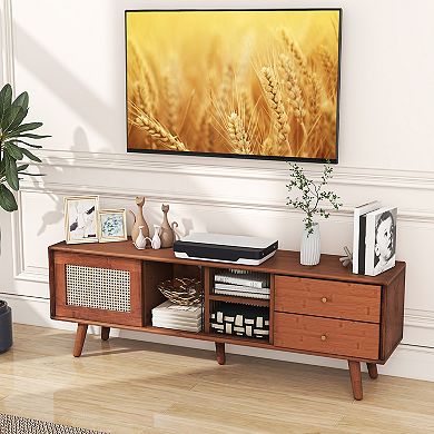 Bamboo TV Stand For TV Up To 65 Inch