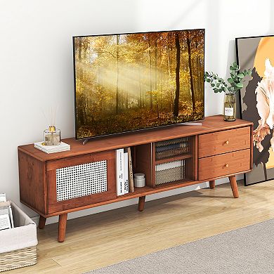 Bamboo TV Stand For TV Up To 65 Inch