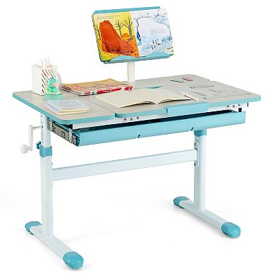 Height-adjustable Kids Desk With Tilt Desktop And Book Stand