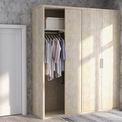 Adjustable Closet Organizer Kit With Shelves And Hanging Rods For 4 To 6 Feet