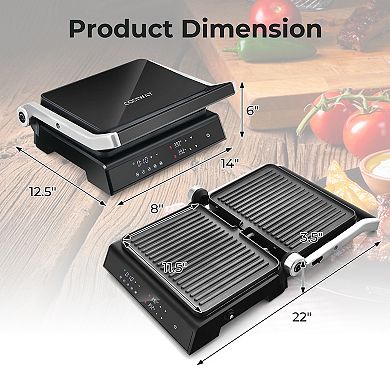 3 In 1 Indoor Electric Panini Press Grill With Led Display-Black