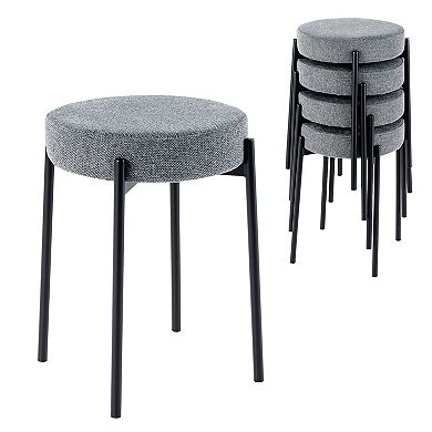 Bar Stools Upholstered Kitchen Stools With Foot Pads (Set of 4)