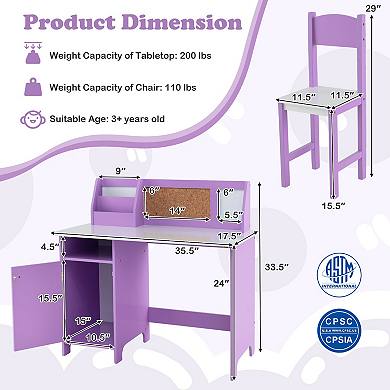 Kids Table And Chair Set For Arts  Crafts  Homework  Home School-purple