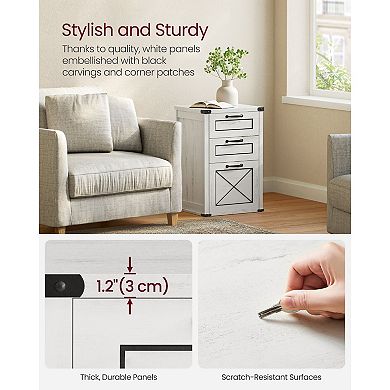 Modern Farmhouse Style Filing Cabinet With 3 Drawers, Printer Stand, Hanging File Folders