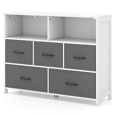 Fabric Dresser With 5 Drawers For Bedroom-white