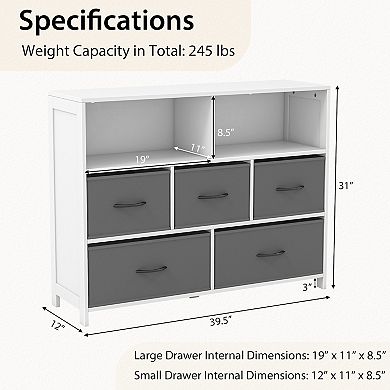 Fabric Dresser With 5 Drawers For Bedroom-white