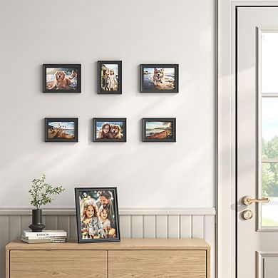 Set Of 7 Collage Picture Frames With 16 Mats, Hanging Or Tabletop Display, Non-trace Nails