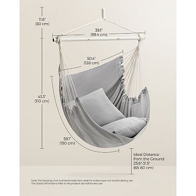 Hammock Swing Chair, With 2 Cushions & Hanging Chain, For Indoor, Outdoor