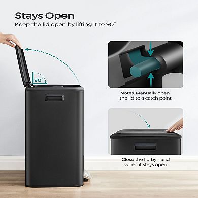 Kitchen Trash Can, Garbage Can With Lid And Wide Foot Pedal, Soft Close, Stays Open