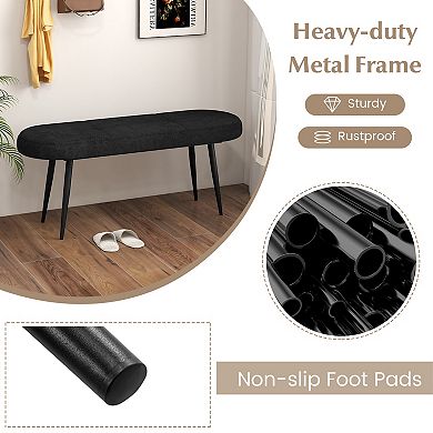 47" Upholstered Entryway Bench With Heavy-duty Metal Frame