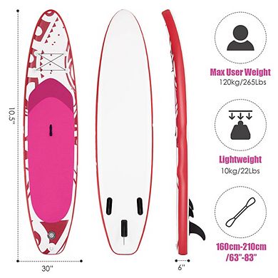 10.6-feet Inflatable Adjustable Paddle Board With Carry Bag