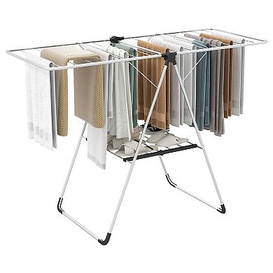 2-tier Laundry Drying Rack Folding Cloth Rack With Aluminum Frame