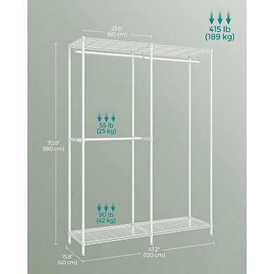 Freestanding Heavy-duty Clothes Garment Rack, With Adjustable Wire Shelves, Hanging Rods, Hooks