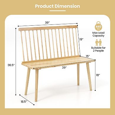 Entryway Bench For 2 With Spindle Back For Kitchen Dining Room Hallway