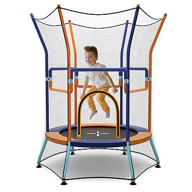 Mini Trampoline for Kids with Safety Enclosure Net and Foam Handles