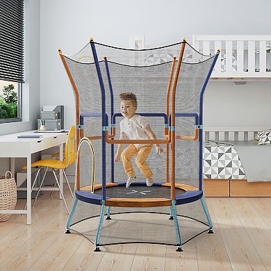 Mini Trampoline for Kids with Safety Enclosure Net and Foam Handles