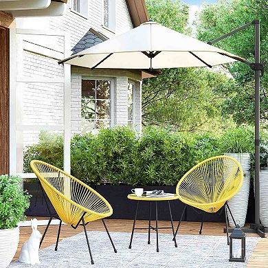 3-Piece Modern Patio Conversation Set with Glass Top Table and 2 Acapulco Chairs
