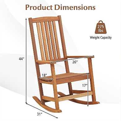 Patio Rocking Chair Ergonomic High-back Outdoor Rocker With Smooth Rocking Base